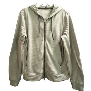 Peter Millar Womens Waffle Knit Lightweight Full Zip Hoodie Jacket Gray – Size M